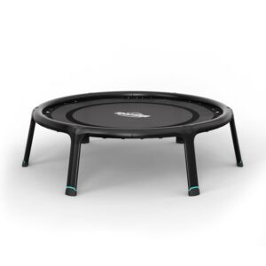 BERG Fitnesstrampolin 110, Indoor Trampolin klappbar, Jumping Trampolin Fitness für Kraft, Cardio und Yoga, Belastbar bis 120 KG, Leichtes Magnesium Frame, Ø110 cm, Schwarz
