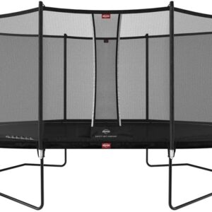 BERG Grand Favorit Trampoline Regular 520 cm schwarz + Safety Net Comfort | Premium Trampolin, Hohe Qualität Kinder Trampolin, Robust und Sicher, Oval