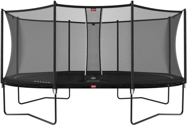 BERG Grand Favorit Trampoline Regular 520 cm schwarz + Safety Net Comfort | Premium Trampolin, Hohe Qualität Kinder Trampolin, Robust und Sicher, Oval