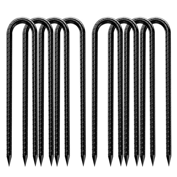 Bodenanker Trampolin,Schwerlast【U-Uförmige】 Metall 32cm Boden Heringe Erdnägel Verzinkt Erdspieß Bauanker Nagel Zeltnagel mit Meißelspitze am Ende, Zelt,Trampolin (4, Schwarz)
