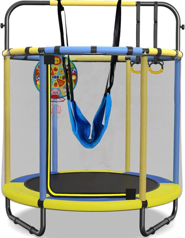 CZCPAPY Kindertrampolin, Outdoor-Trampolin für Kinder, Geeignet für Indoor und Outdoor, mit Sicherheitsnetz, Schaukel, 1.45 * 1.7M Gewicht 50 kg