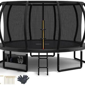 Devoko Trampolin Outdoor Ø 228/305/366/427 cm, TÜV Rheinland GS-Zertifikat, Kindertrampolin Gartentrampolin mit Sicherheitsnetz, Rundes Riesentrampolin mit Leiter und Schuhbeutel