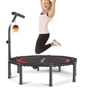 DH FitLife Fitness Trampolin klappbar Leise Gummiseilfederung ohne Installation | 45 Zoll 115cm Trampoline für Indoor & Outdoor Jumping | mit 3 verstellbaren Handgriffstufen