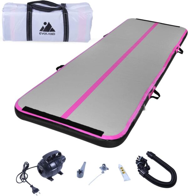 EVOLAND Turnmatte Aufblasbar, Tumbling Matte, Aufblasbare Matte Tumbling Track mit elektrischer Pumpe, Air Turnmatte für Gymnastik, Yoga, Taekwondo, Bodenturnen, Schwimmen, 300...