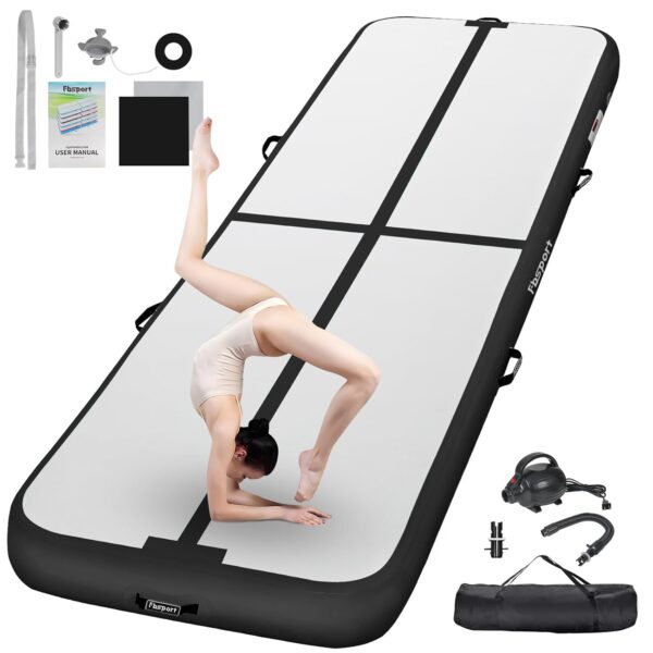 FBSPORT Airtrack Matte,10/20cm Hoch Verdicken 2/3/4/5/6/ M Tumbling Matte,Gymnastikmatte mit Luftpumpe,Trainingsmatte mit Tragetasche,Turnmatte für Zuhause, Outdoor,Yoga,...