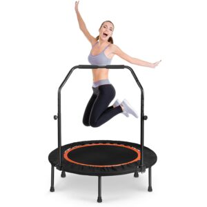 Fitness Trampoline - Diameter 101 cm Folding Trampoline Indoor/Outdoor with Grab Bar, 5 Adjustable Handle Levels, Garden Trampoline 400 lbs Load Capacity for Adults Children...