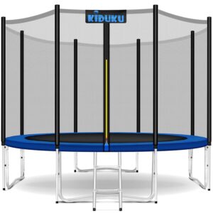 KIDUKU® Trampolin Ø 244/305/366/427 cm | TÜV Rheinland geprüft | Komplettset mit Sicherheitsnetz, Leiter, Randabdeckung & Zubehör | Outdoor Gartentrampolin Kinder-Trampolin...