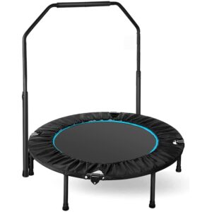 LIFERUN Indoor-Trampolin Ø101cm,Faltbares Fitness-Trampolin,Trampolin für Jumping Fitness,Tragfähigkeit 150 kg,Verstellbare Handlaufhöhe,Ausdauertraining,Verschiedene...