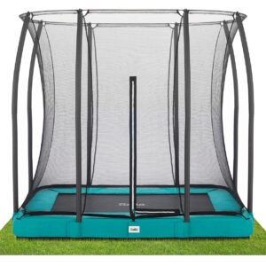 Salta Comfort Edition Ground - 214 x 153/305 x 214/366 x 244 cm - TÜV Tested - Black/Green/Pink - Rectangular Outdoor Trampoline, Ground Trampoline, Inground, Trampoline with...