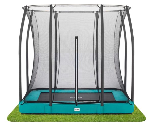 Salta Comfort Edition Ground - 214 x 153/305 x 214/366 x 244 cm - TÜV Tested - Black/Green/Pink - Rectangular Outdoor Trampoline, Ground Trampoline, Inground, Trampoline with...