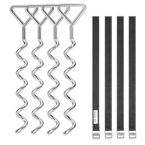 SONGMICS Bodenanker für Trampoline, Spiral-Bodenverankerung, Set aus Erdankern aus verzinktem Eisen und Polyester-Gurten mit ABS-Schnallen, zur Befestigung am Boden,...