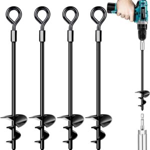 Trampolin Bodenanker Set von 4, Heavy Duty Trampolin Anchor Kit für Zelte, Schaukeln, Vordächer, Metall Trampolin Anchor Kit starken Wind
