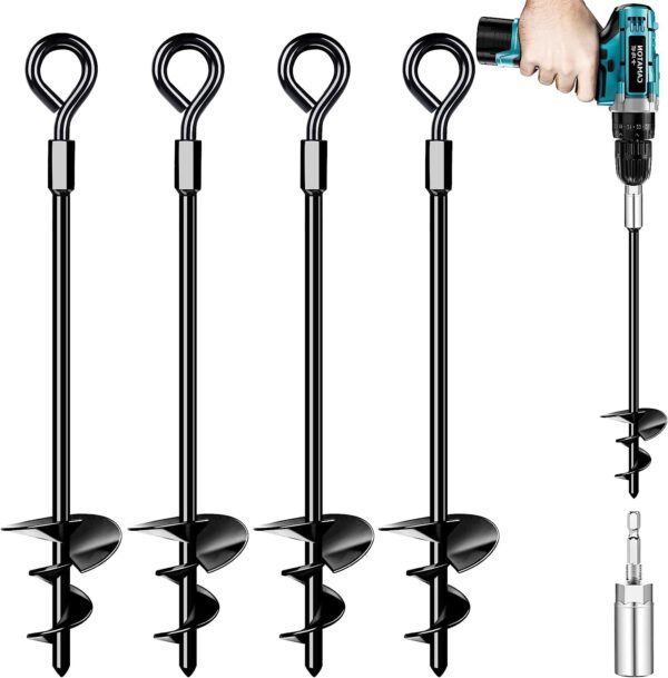 Trampolin Bodenanker Set von 4, Heavy Duty Trampolin Anchor Kit für Zelte, Schaukeln, Vordächer, Metall Trampolin Anchor Kit starken Wind