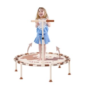 Trampolin Kinder Indoor Outdoor Ø101cm, Faltbar Fitness Trampolin mit Verstellbarem Schaumstoffgriff und rutschfeste Saugnäpfe, Gartentrampolin Kindertrampolin für Jungen...