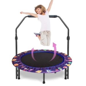 Trampolin Kinder Ø 92cm Mini Kindertrampolin mit Verstellbarer Griff & gepolsterter Sicherheitsabdeckung, Indoor & Outdoor Kleinkind-Trampolin für ab 3 Jahre