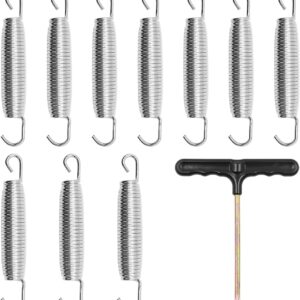 ZONADAH Packung mit 10 Stück 13,5 cm Federn mit gratis T-Haken für Trampolin Doppelhaken, strapazierfähig, rostbeständig, Trampolinteile aus verzinktem Stahl, einfacher Austausch